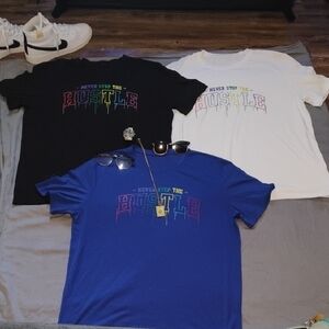 Never Stop the Hustle Men's T-Shirt - Black, White, Blue